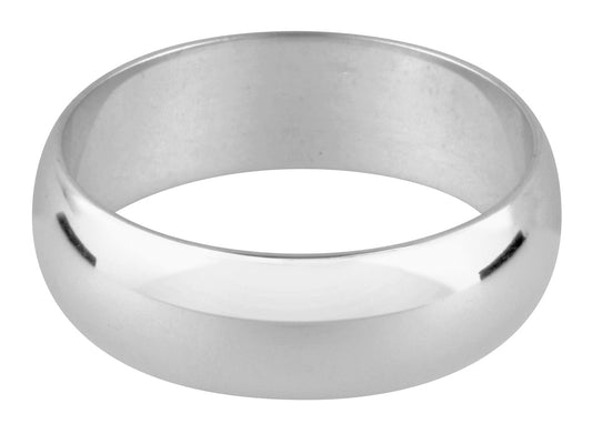 Platinum D Shape Wedding Ring 5.0mm Medium Weight