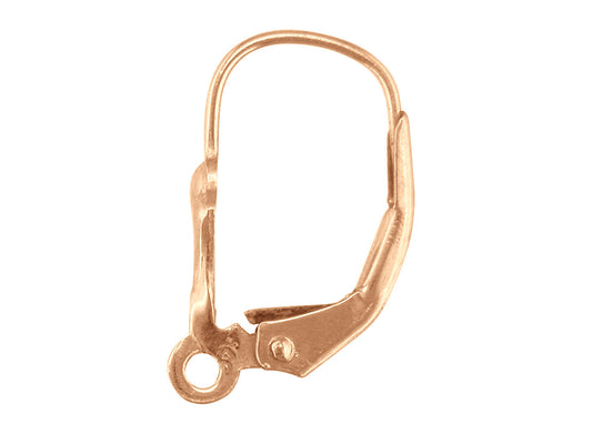 9ct Red Gold Continental Ear Wire, With Grooved Fan Motif
